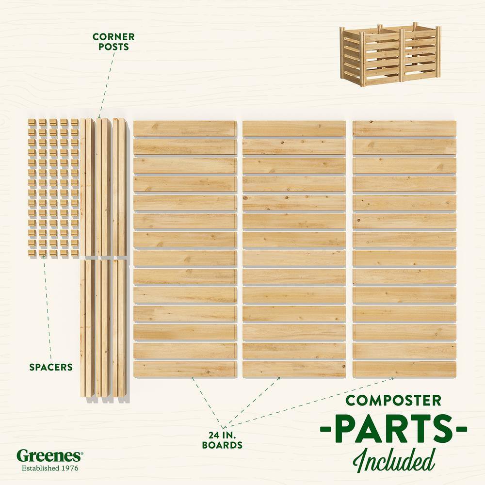Greenes Cedar Wood Outdoor Stationary Composter, 24" W x 48" L x 31" H
