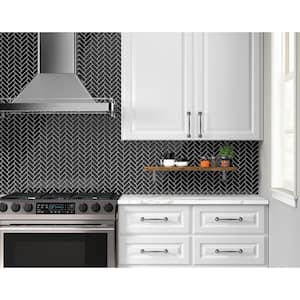 Restore Black 9 in. x 12 in. Glazed Ceramic Herringbone Mosaic Tile (0.6 sq. ft./Each)
