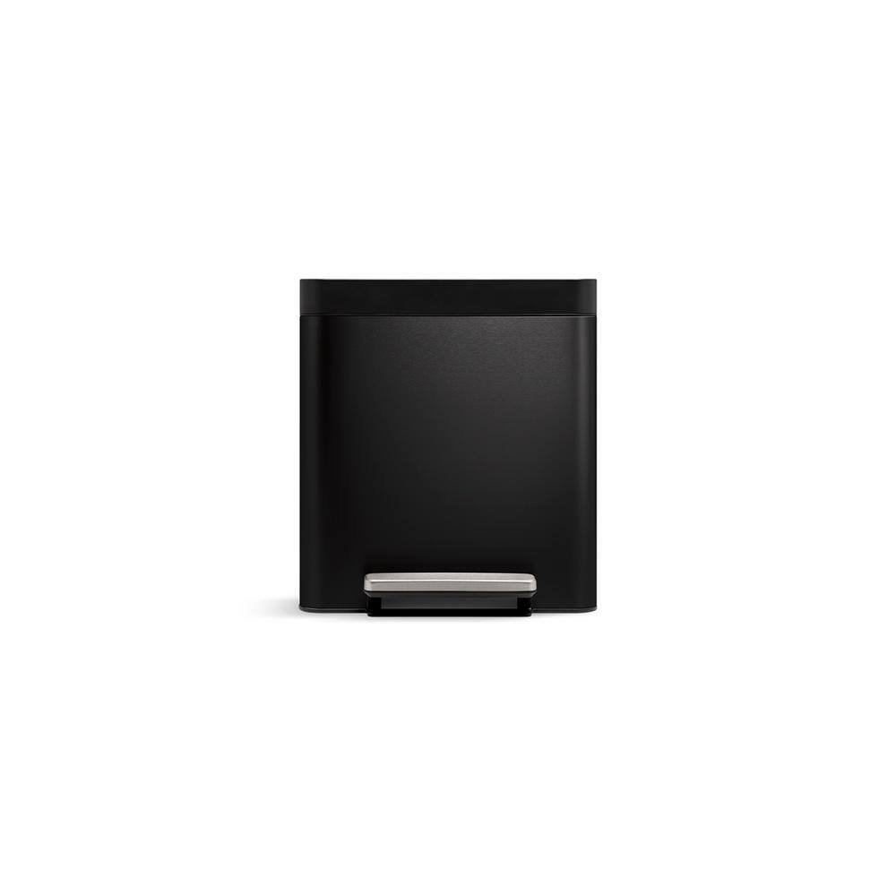 8-Gallon Black Stainless Steel Step Trash Can with Pedal