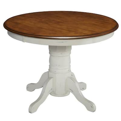 French Countryside Oak and Rubbed White Dining Table
