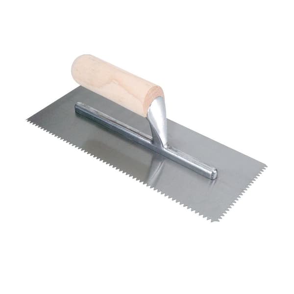 QEP 11 in. x 3/16 in. x 5/32 in. V-Notch Pro Flooring Trowel with Wood Handle