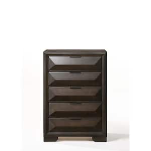Merveille Espresso 5 Drawer 17 in. Chest of Drawers