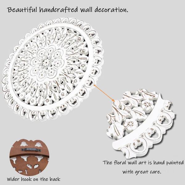 Artitalia small wall art flower 35x35 hand decorated with embossed details  - 39CA