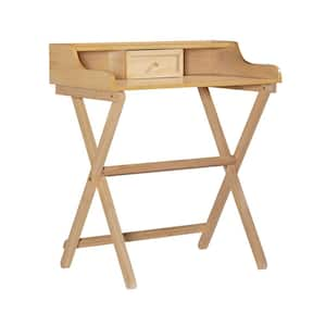 30 in. Rectangular Natural 1-Drawer Folding Writing Desk