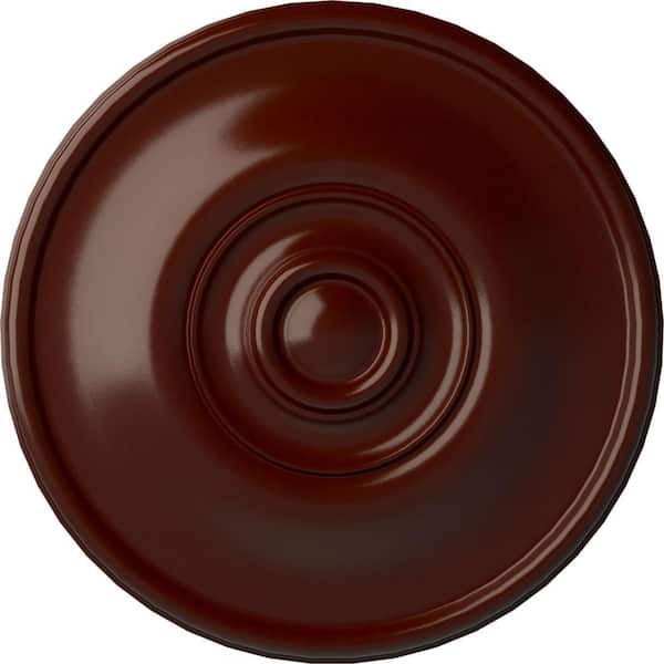 Ekena Millwork 11-3/4" x 3/8" Jefferson Urethane Ceiling Medallion (Fits Canopies upto 2-7/8"), Brushed Mahogany