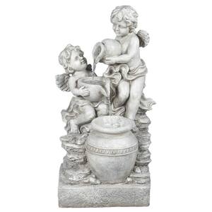 Polyresin Child Angels Outdoor Cascade Fountain with LED Light