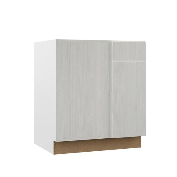 Hampton Bay Designer Series Melvern Assembled 33x34.5x23.75 in. Pots and Pans Drawer Base Kitchen Cabinet in White