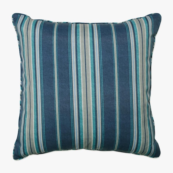 Pillow Perfect Stripe Blue Square Outdoor Square Throw Pillow