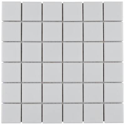 Metro Quad Glossy White 11-3/4 in. x 11-3/4 in. Porcelain Mosaic (9.79 sq. ft. /Case)