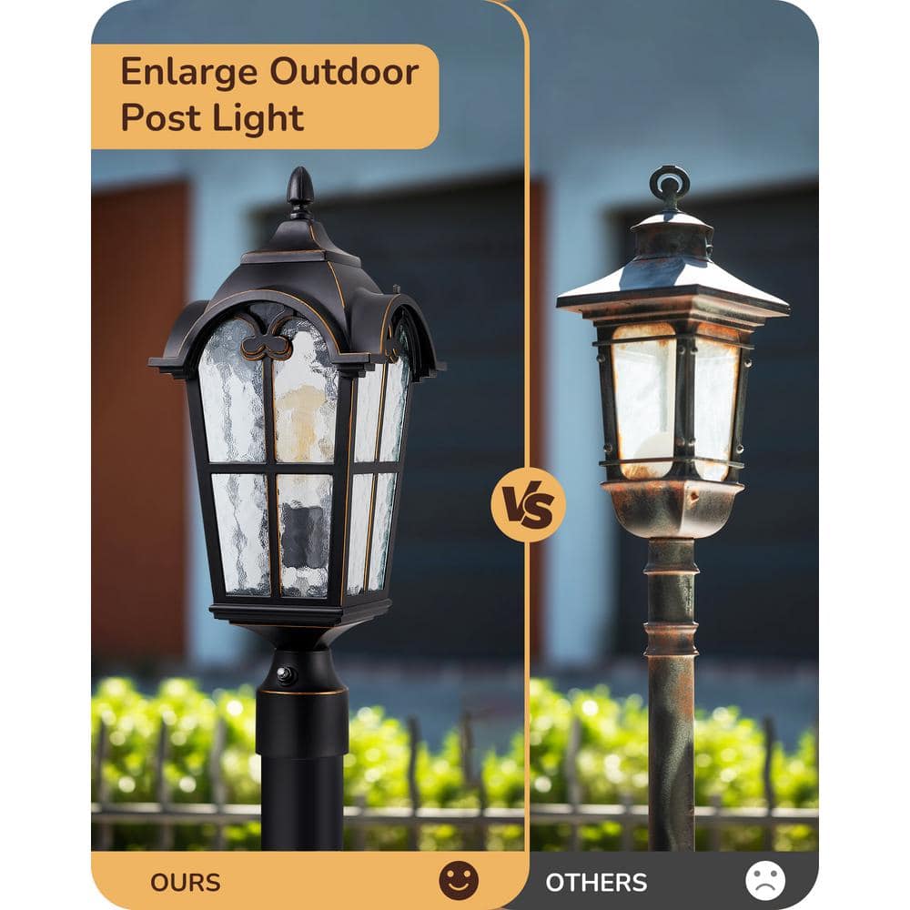 22'' Black Aluminum Dusk to Dawn Outdoor Pier Mount Light