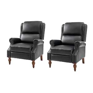 Sharon Black Traditional Roll Arm Manual Recliner with Solid Wood Legs (Set of 2)