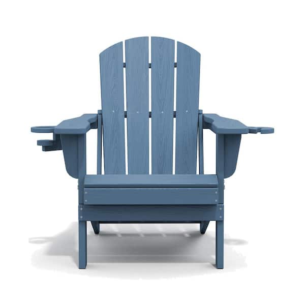 Unbranded Comfortable Blue Folding Composite Adirondack Chairs Without Cushion (Set of 1)