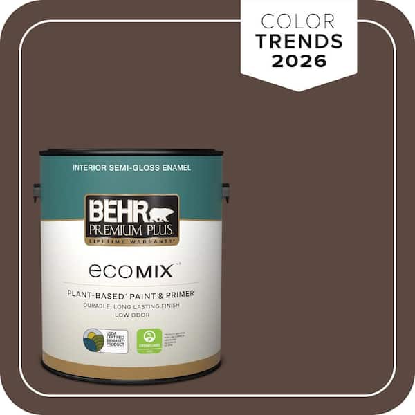 1 gal. #N170-7 Baronial Brown Semi-Gloss Enamel EcoMix Plant-Based Interior Paint & Primer