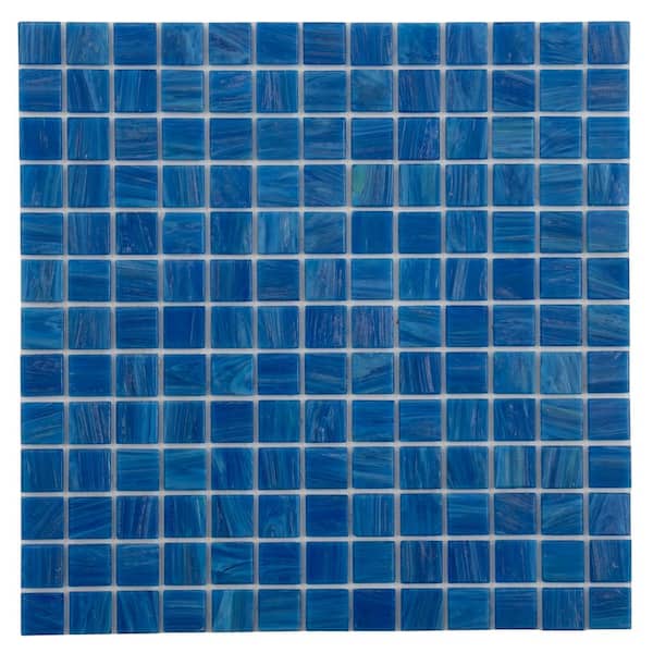 Apollo Tile Celestial Glossy Trypan Blue 12 in. x 12 in. Glass Mosaic Wall and Floor Tile (20 sq. ft./case) (20-pack)