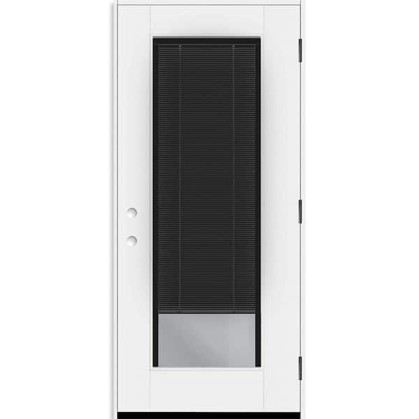 Legacy 28 in. x 77 in. Full Lite Clear Glass Noir MB LHOS Primed Unfinished Fiberglass Prehung Door w/6-9/16 in. Jamb