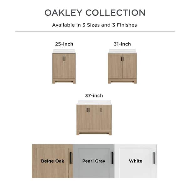 Glacier Bay Oakley 37 in. Single Sink White Bath Vanity with White