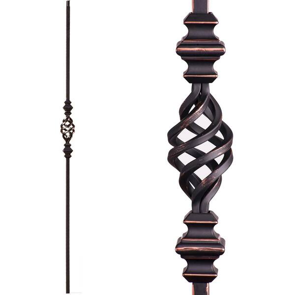 HOLLOW Wrought Iron Oil Rubbed Copper Twist & Basket Iron Balusters 