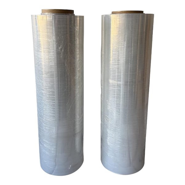 18 in. W x 1500 ft. L 80 Gauge Pallet Wrap Stretch Wrap Hand Shrink Wrap (2-Roll), For Packaging