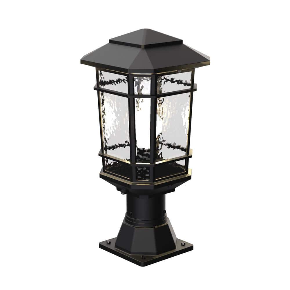 KODA William 18in 1- Light Black Metal Dusk to Dawn Hardwired Outdoor  Weather Resistant Pier Mount Light with LED Light Bulb LM030162-1 The  Home Depot