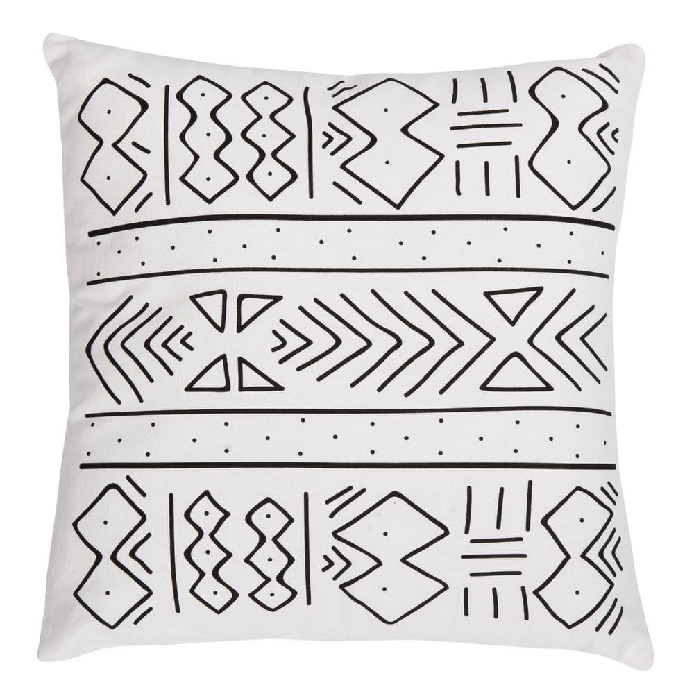 Kerra 18" Black and White Cotton Throw Pillow