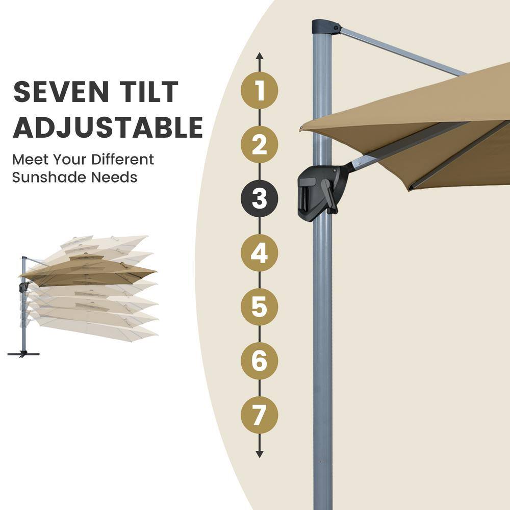 11ft Navy Blue Square Cantilever Patio Umbrella with White Aluminum Pole