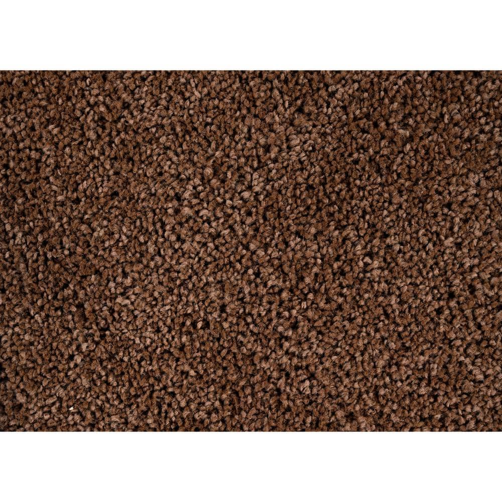 Cinnamon Brown Plush Polypropylene Bath Rug Set, 2-Piece