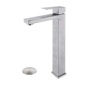 Single Handle Single Hole Bathroom Faucet with Anti-Splash Aerator and Pop-Up Drain Sink Faucet in Brushed Nickel