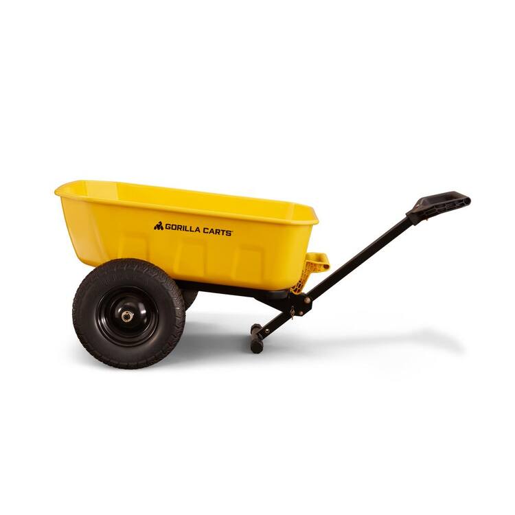 GORILLA CARTS 8 cu. ft. Steel Dump Push/Pull/Tow Garden Cart, 600 lbs. Capacity, 39 in. x 28 in. x 9 in. Bed, 16 in. Pneumatic Wheels