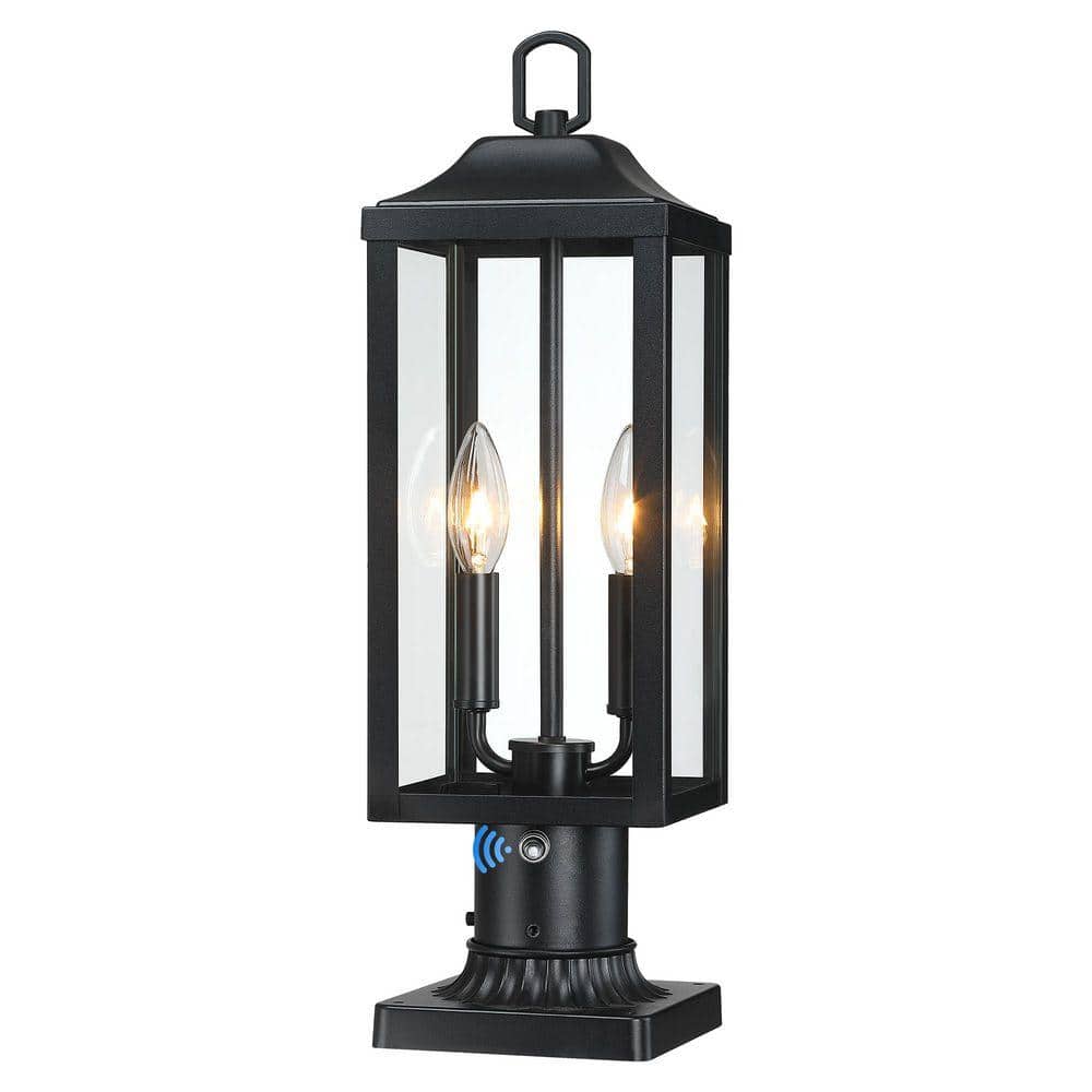 pasentel 20 in. Dusk to Dawn 2-Light Black Metal Hardwired Outdoor