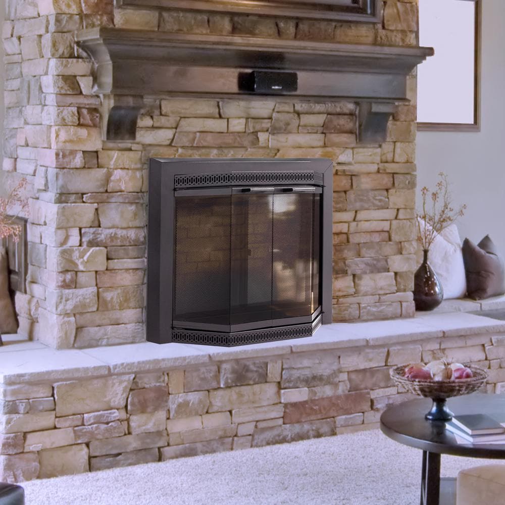 Gavin Medium Black Glass Fireplace Doors price history on PriceWatchPro