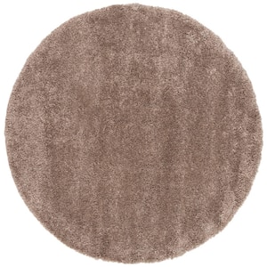 Royal Shag Brown 7 ft. x 7 ft. Round Solid Area Rug