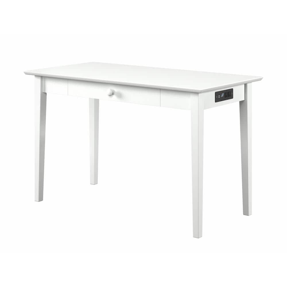 Eco-Friendly White Hardwood Shaker Desk with Charging Drawer