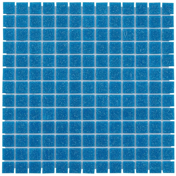 Apollo Tile Dune Glossy Azure Blue 12 in. x 12 in. Glass Mosaic Wall and Floor Tile (20 sq. ft./case) (20-pack)