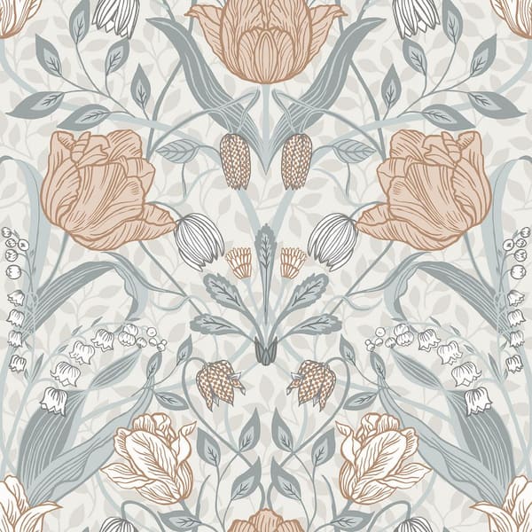 A-Street Prints Tulipa Off White Grey Floral Wallpaper Sample