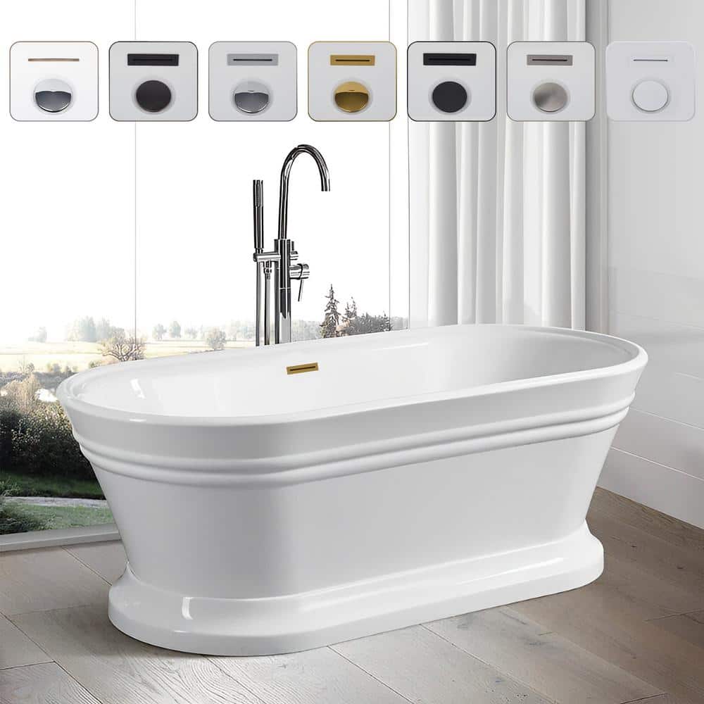 Versailles 67 in. x 31 in. Acrylic Freestanding Soaking Bathtub with Center Drain in White/Titanium Gold price history on PriceWatchPro