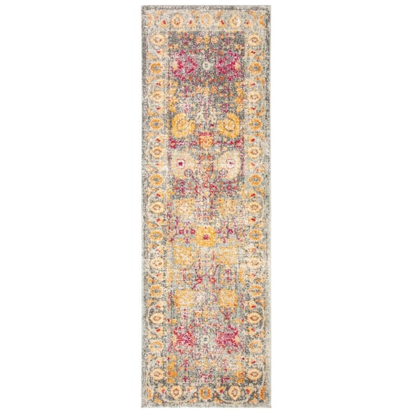 SAFAVIEH Granada Light Gray/Multi 2 ft. x 7 ft. Border Runner Rug
