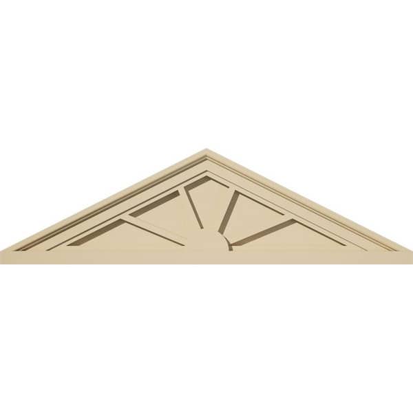 Ekena Millwork 32 in. W x 9 in. H x 2 in. P (Pitch 6/12) Peaked Cap 4 Spoke Signature Urethane Pediment, Primed Tan
