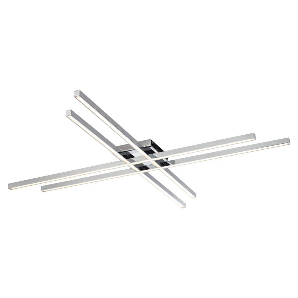 Parallax 42" Chrome LED Flush Mount with White Shade