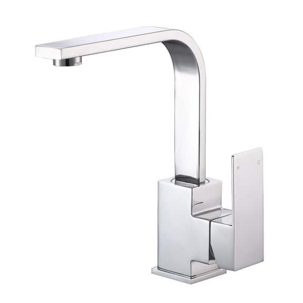 IVIGA Stainless Steel Single Handle Bar Faucet with Swivel Spout, 2-Aerators and Supply Lines in Polished Chrome
