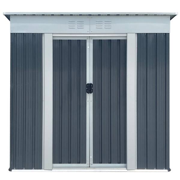 ToolCat 6 ft. x 4 ft. Outdoor Metal Storage Sheds Pent Roof Garden Tool House Room for Lawn Patio, Gray (24 sq. ft.)