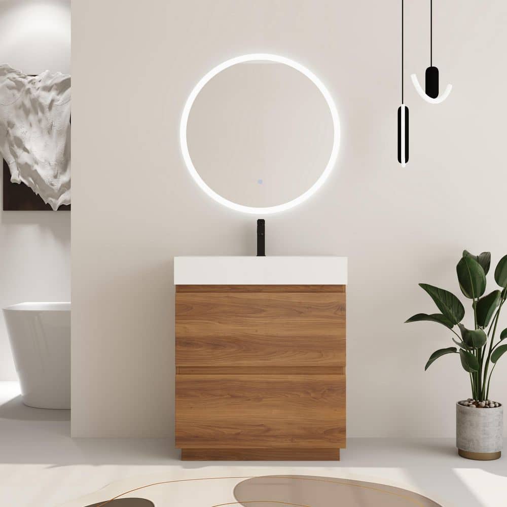29.53 in. W. x 18.11 in. D x 35.35 in. H Freestanding Bath Vanity in Brown 