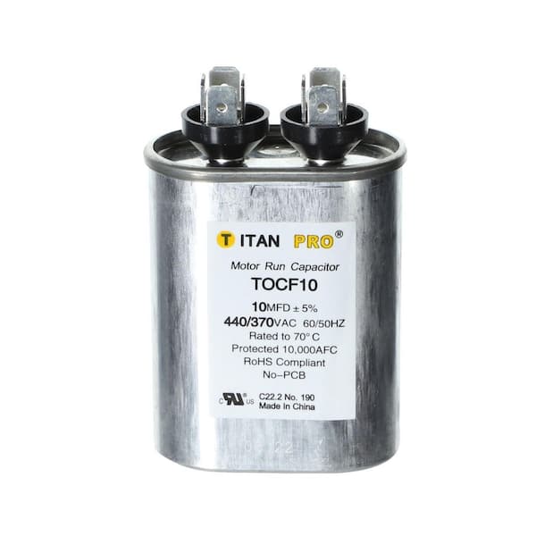 Titan Pro 10 MFD 440-Volt/370-Volt Dual Voltage Oval Run Capacitor