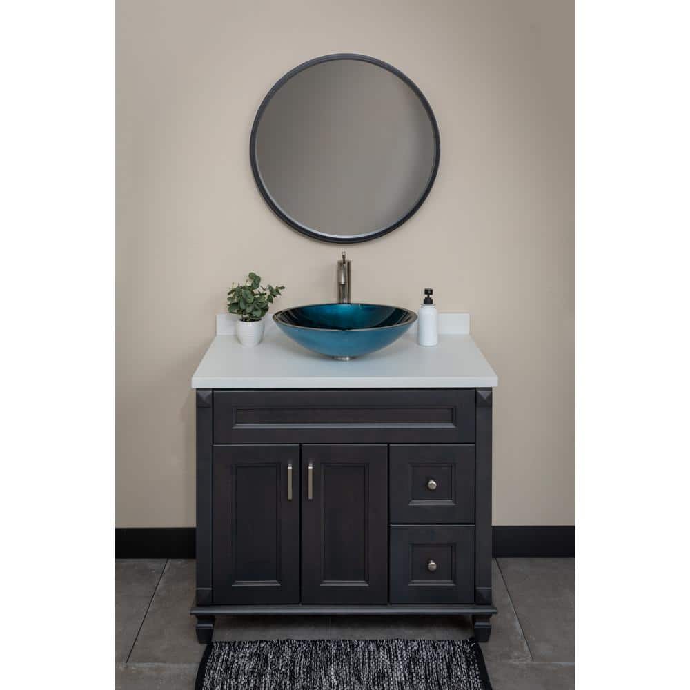 Turquoise Blue Oval Glass Above-Counter Vessel Sink
