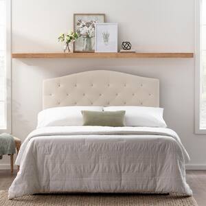 Liza Curved Edge Cream Pearl Upholstered Queen Headboard with Buttonless Diamond Tufting