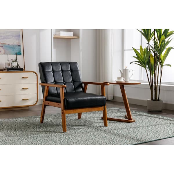 Dropship PU Leather Accent Arm Chair Mid Century Modern