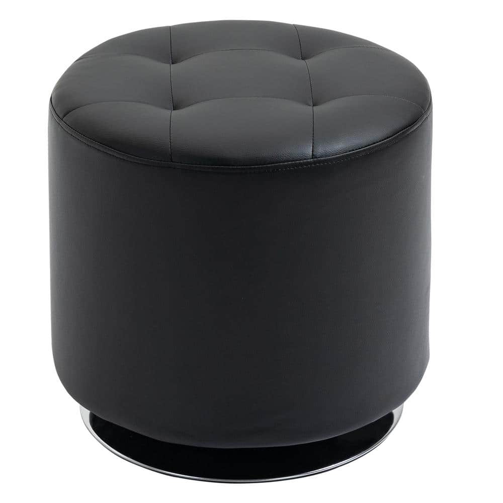 HOMCOM Black Modern Upholstered Ottoman Footrest 02-0239 - The Home Depot