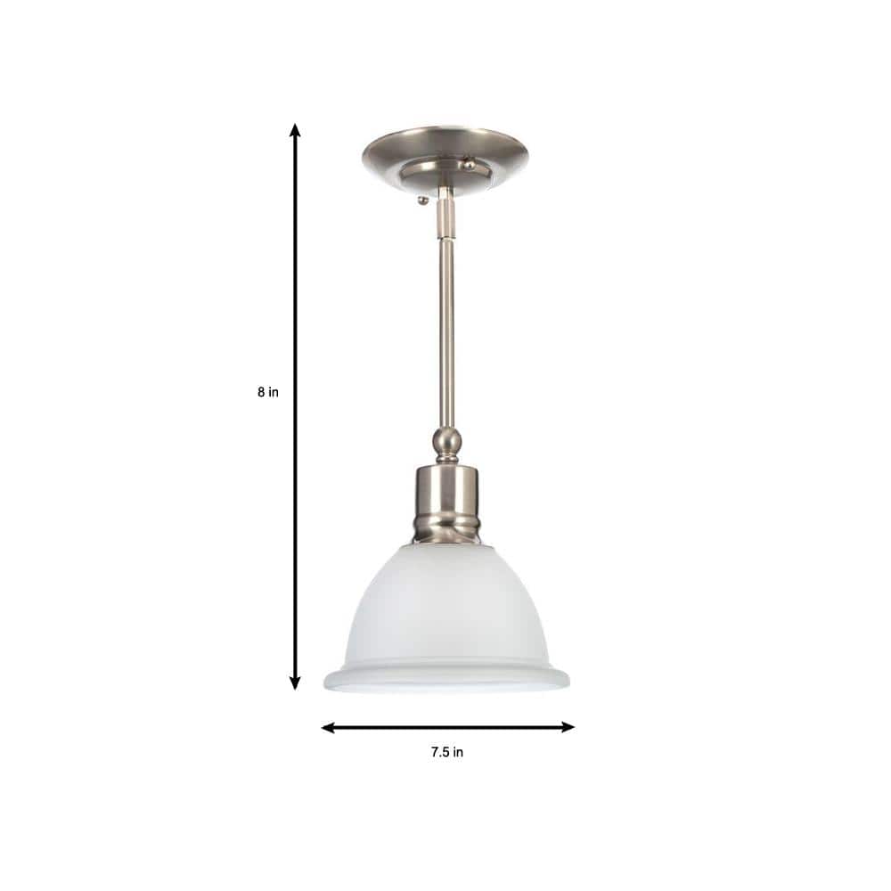 Madison Brushed Nickel Mini Pendant with Etched Glass Shade