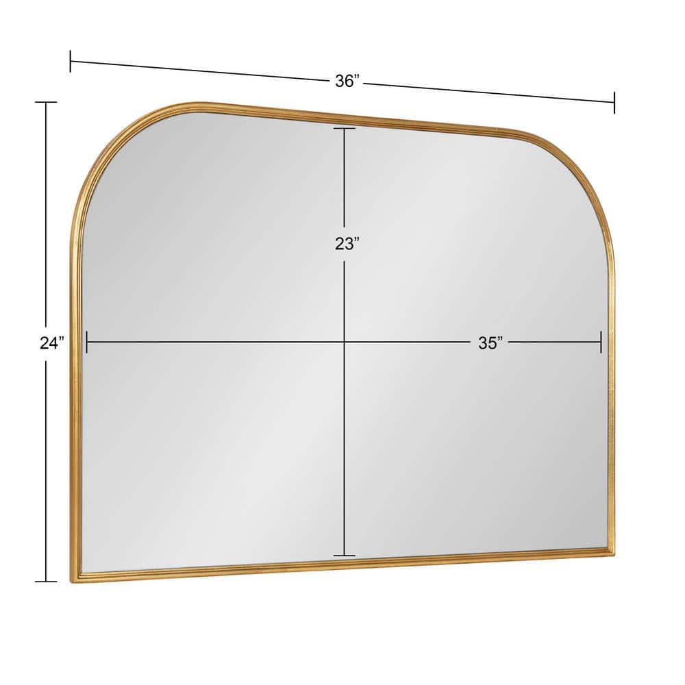 Gold Arched Wall Mirror with Wood Frame, 36 x 24