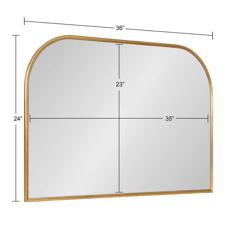 Gold Arched Wall Mirror with Wood Frame, 36 x 24