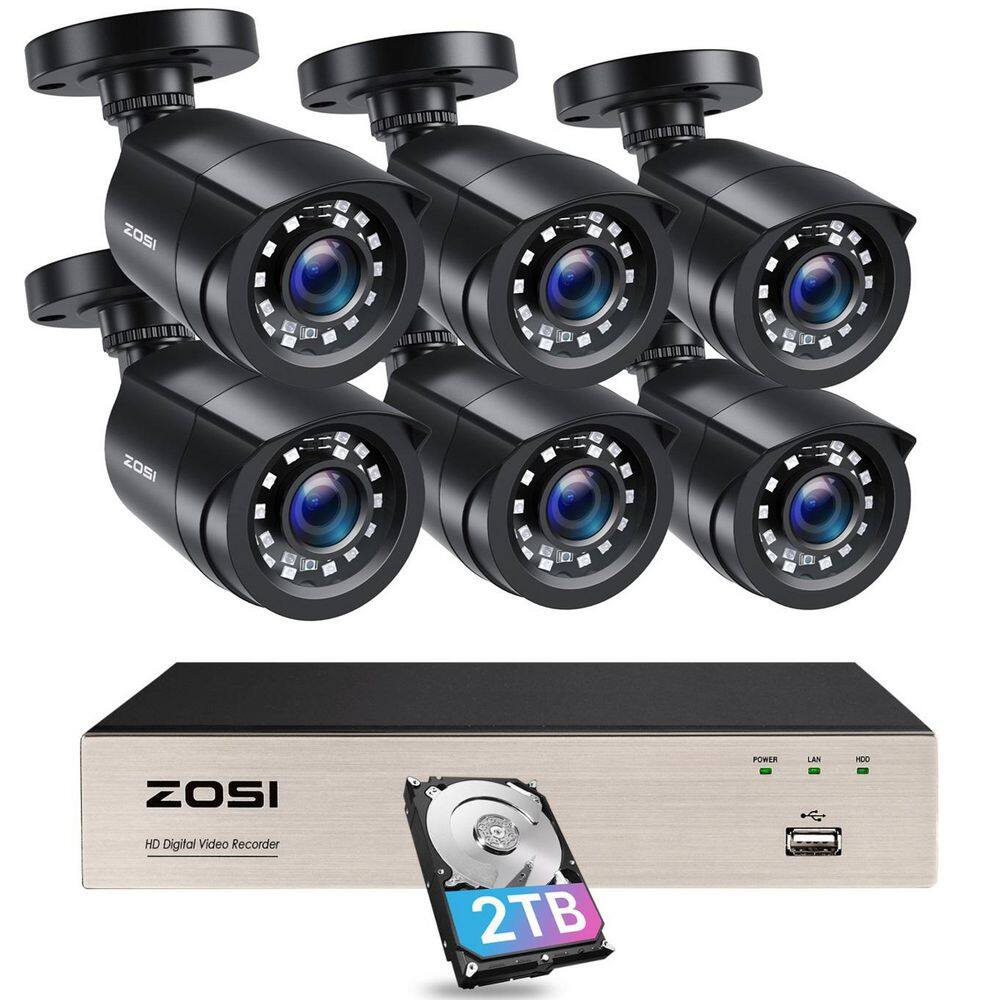 8-Channel 1080p FHD 2TB HDD DVR Home Surveillance System with 6-Wired Bullet Cameras price history on PriceWatchPro